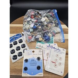 Lot Of Vintage Buttons and Snap Fasteners Sewing